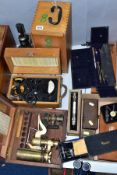 A COLLECTION OF INSTRUMENTS, ETC, to include a Richards Steam Engine indicator with wooden box (