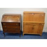 A MID 20TH CENTURY LEBUS OAK BUREAU, with a single drawer, width 86cm x depth 39cm x height 108cm (