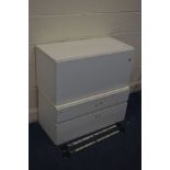 TWO BEAVER AND TAPLEY WHITE FINISH FLOATING CABINETS, width 84cm x depth 40cm x height 41cm,