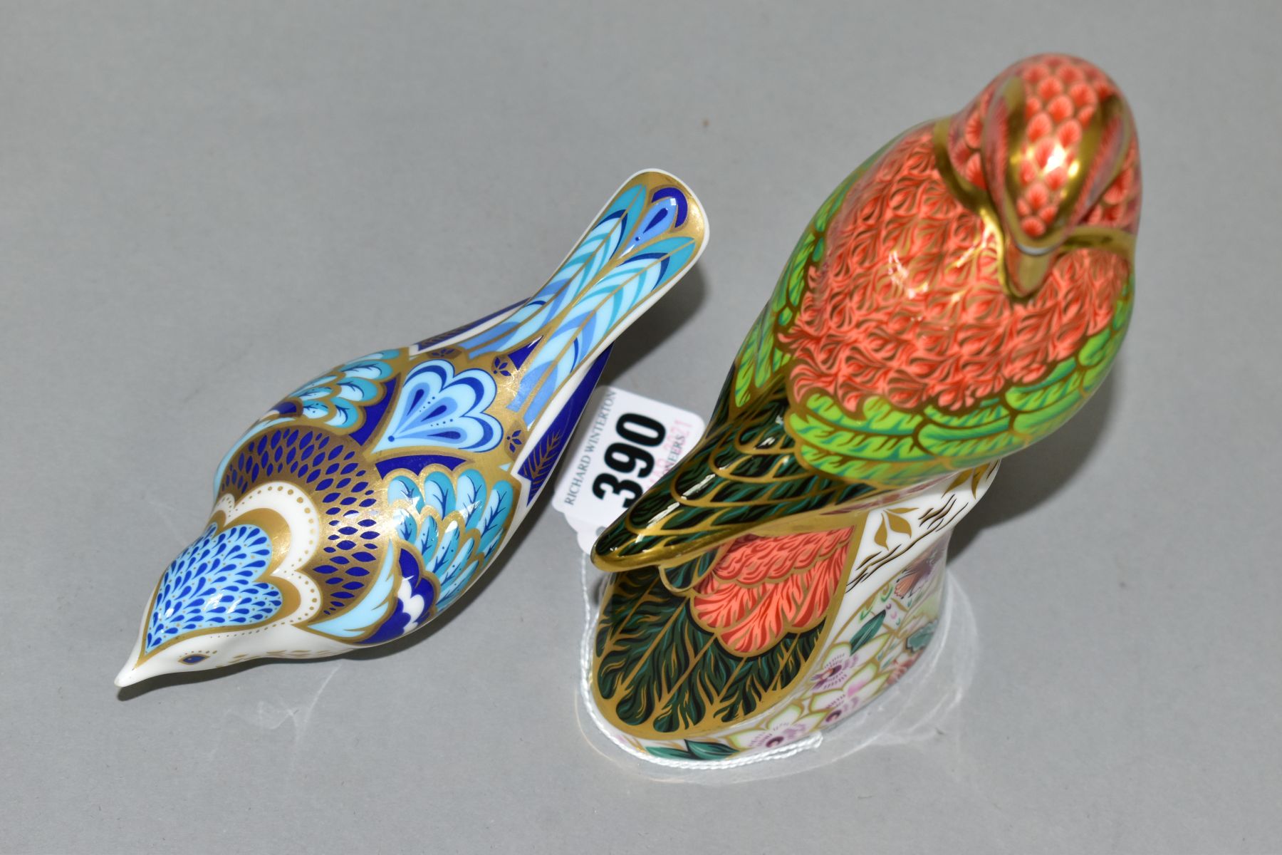 TWO ROYAL CROWN DERBY PAPERWEIGHTS, 'Lorikeet', limited edition 308, no stopper and base scratched - Image 5 of 6