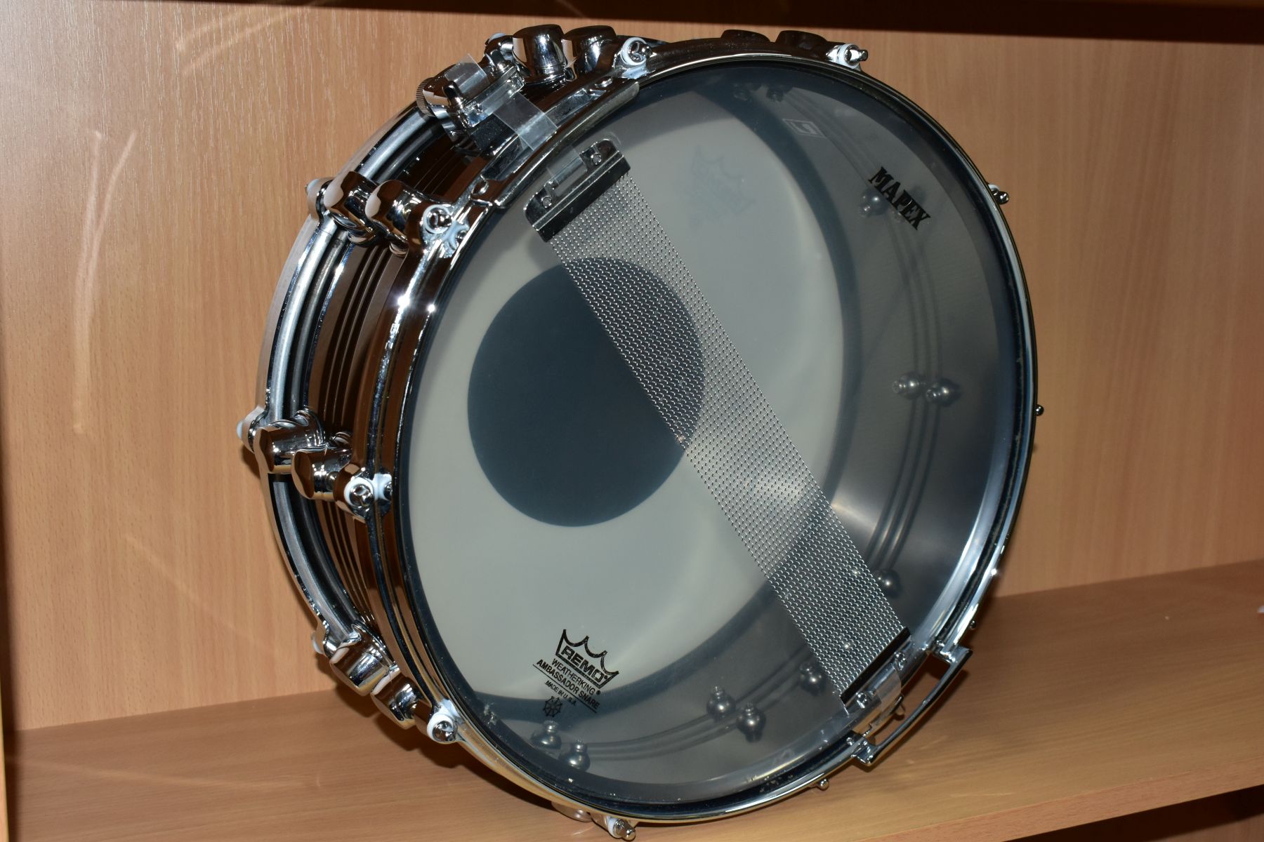 A MAPEX STEEL BLACK PANTHER 14 INCH X 5 INCH SNARE DRUM, serial No. S24340 - Image 3 of 3