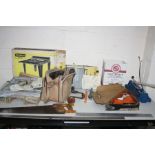 A SELECTION OF VINTAGE HAND AND POWER TOOLS including a Black and Decker drill, a Stanley Multi-