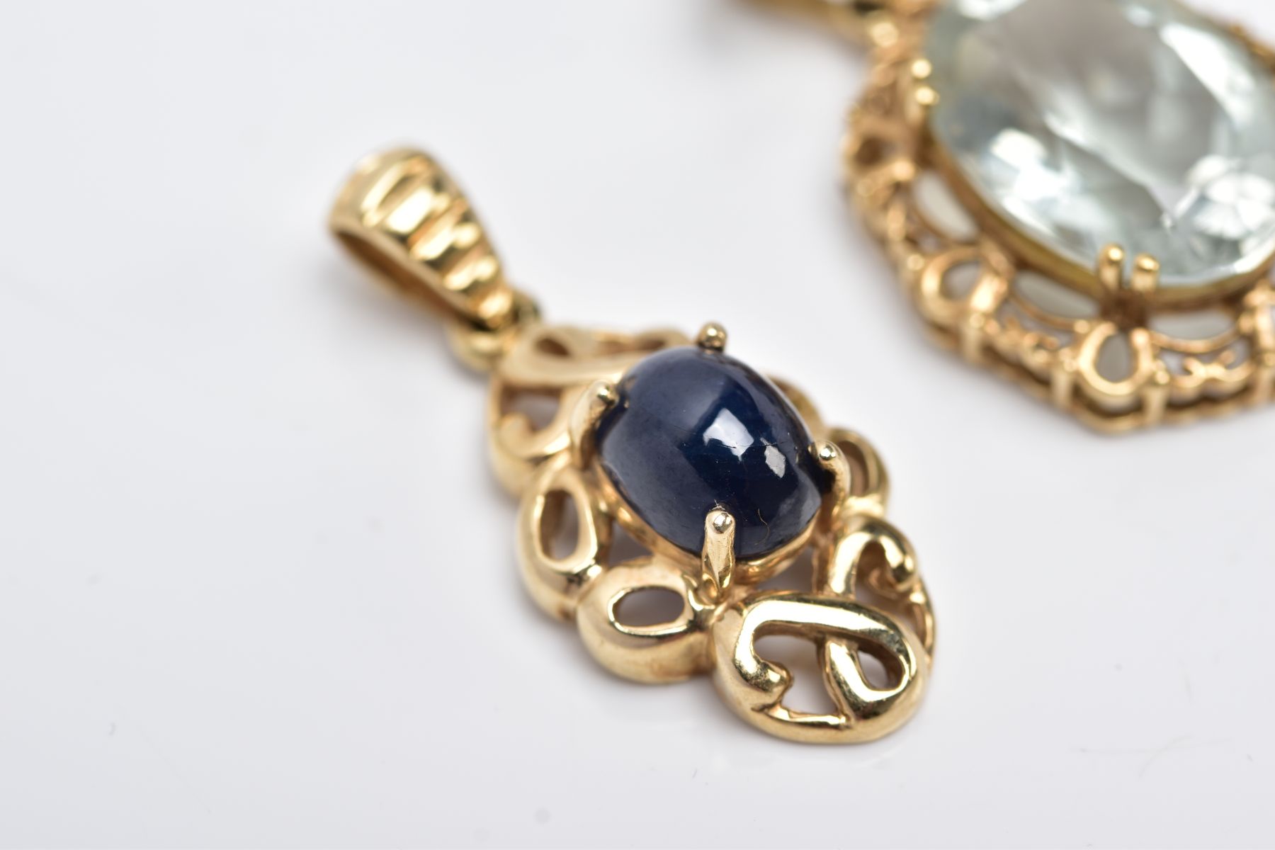 THREE 9CT GOLD GEM SET PENDANTS, the first of an oval form, set with a claw set oval cut quartz, - Image 2 of 5