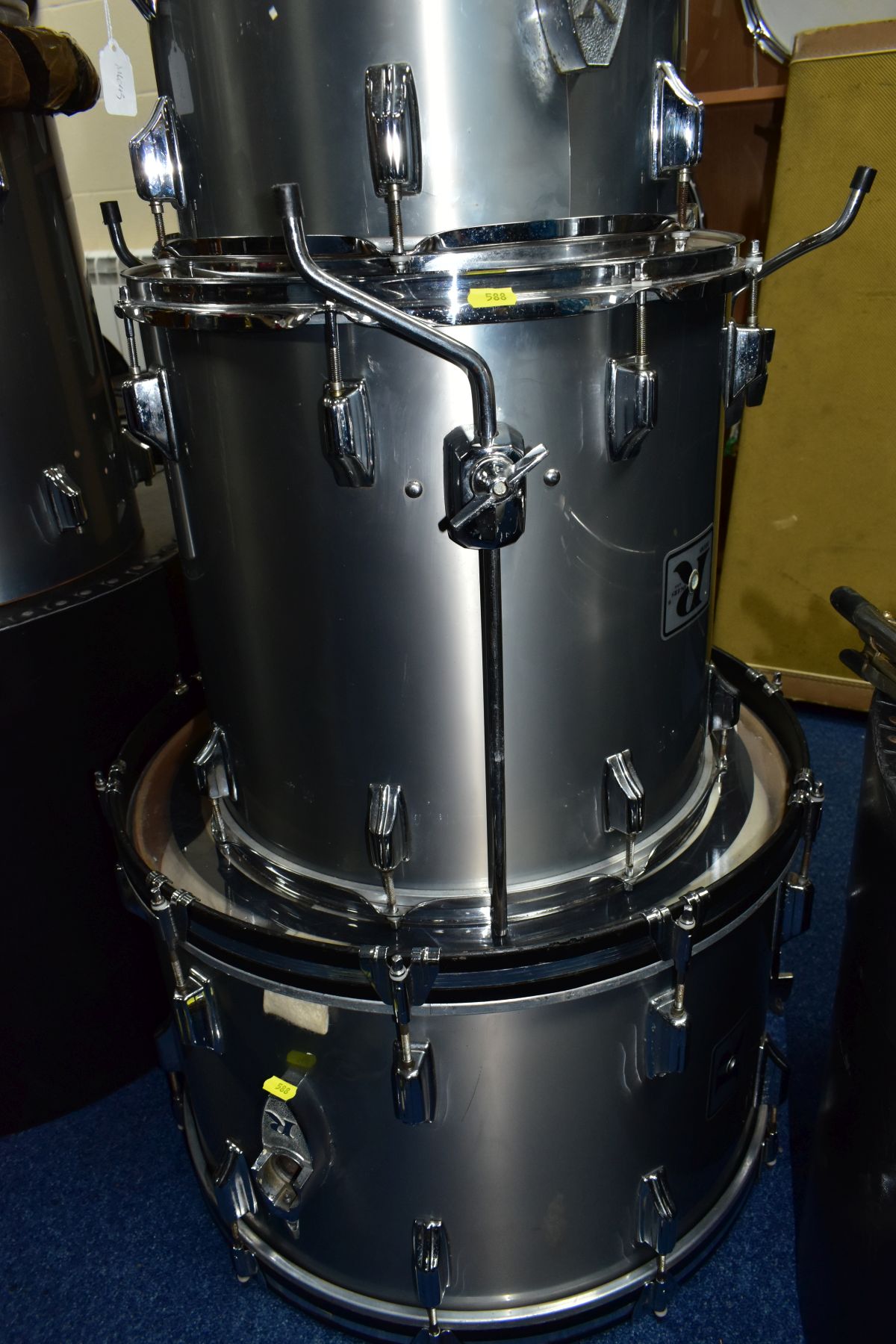 A ROGERS RX8 FIVE SHELL DRUM KIT, in smoke grey with a set of LeBlond fibre cases comprising a 22 - Image 6 of 9