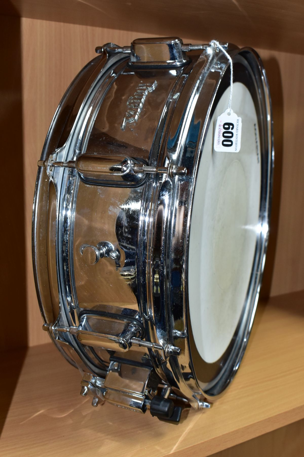 A VINTAGE ROGERS POWERTONE 14 INCH X 5 INCH SNARE DRUM, serial No. 18287 - Image 2 of 3