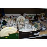 FIVE BOXES AND LOOSE CERAMICS, etc, including Victorian and later blue and white transfer printed