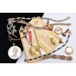 A SELECTION OF ITEMS, to include a silver open faced pocket watch case, with a detailed foliate