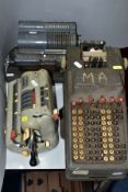 THREE ADDING MACHINES, Muldivo Mentor, model WSR 160, Guy's Calculating Britannic (Muldivo plaque to