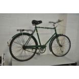 A NEW HUDSON OF BIRMINGHAM VINTAGE BIKE, overpainted in green, with a 24ins frame and wheels ,