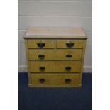 AN EDWARDIAN PAINTED PINE CHEST OF TWO OVER THREE LONG GRADUATING DRAWERS, width 89cm x depth 44cm x