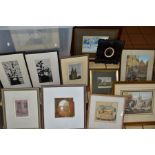 ASSORTED PRINTS AND WATERCOLOUR PAINTING to include two monochrome Japanese woodblock prints,