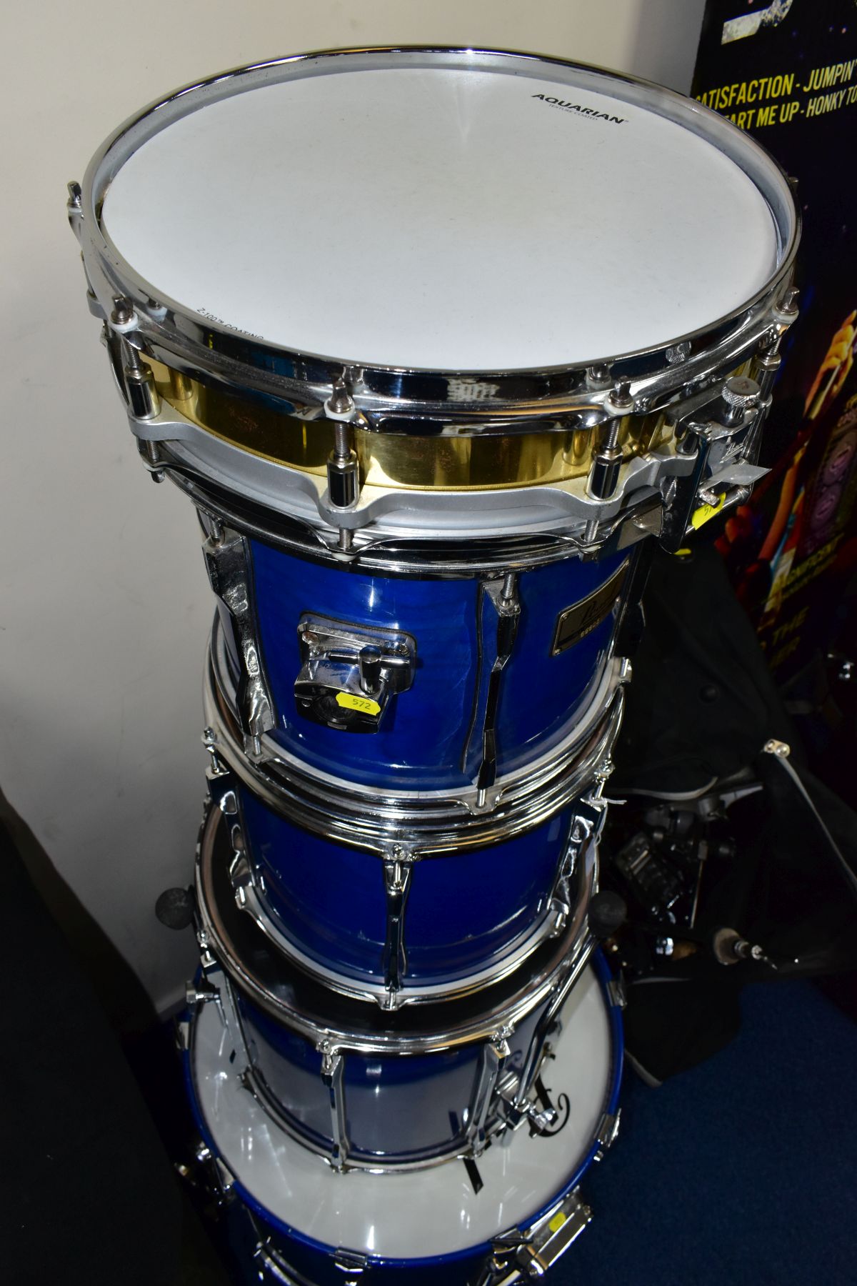 A PEARL BLX FIVE PIECE DRUM KIT, in sheer blue with a set of Pearl padded cases, comprising a 22inch - Image 6 of 7