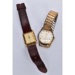 TWO WRISTWATCHES, to include a gent's wristwatch with a tank gold tone dial signed 'Gucci,