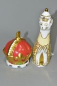 TWO ROYAL CROWN DERBY PAPERWEIGHTS, 'Royal Cat George' limited edition of 450 to celebrate the birth