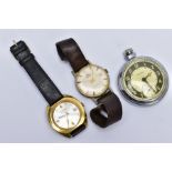 TWO GENTS WRISTWATCHES AND A POCKET WATCH, the first watch with a circular silver dial signed '