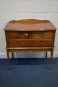 A YOUNGER CHERRYWOOD SIDE TABLE/CHEST OF TWO OVER ONE LONG DRAWER, width 91cm x depth 49cm x