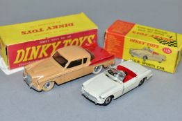 TWO BOXED DINKY TOYS CARS, M.G.B Sports Car, No 113 and Studebaker Golden Hawk, No 169, Hawk has tan