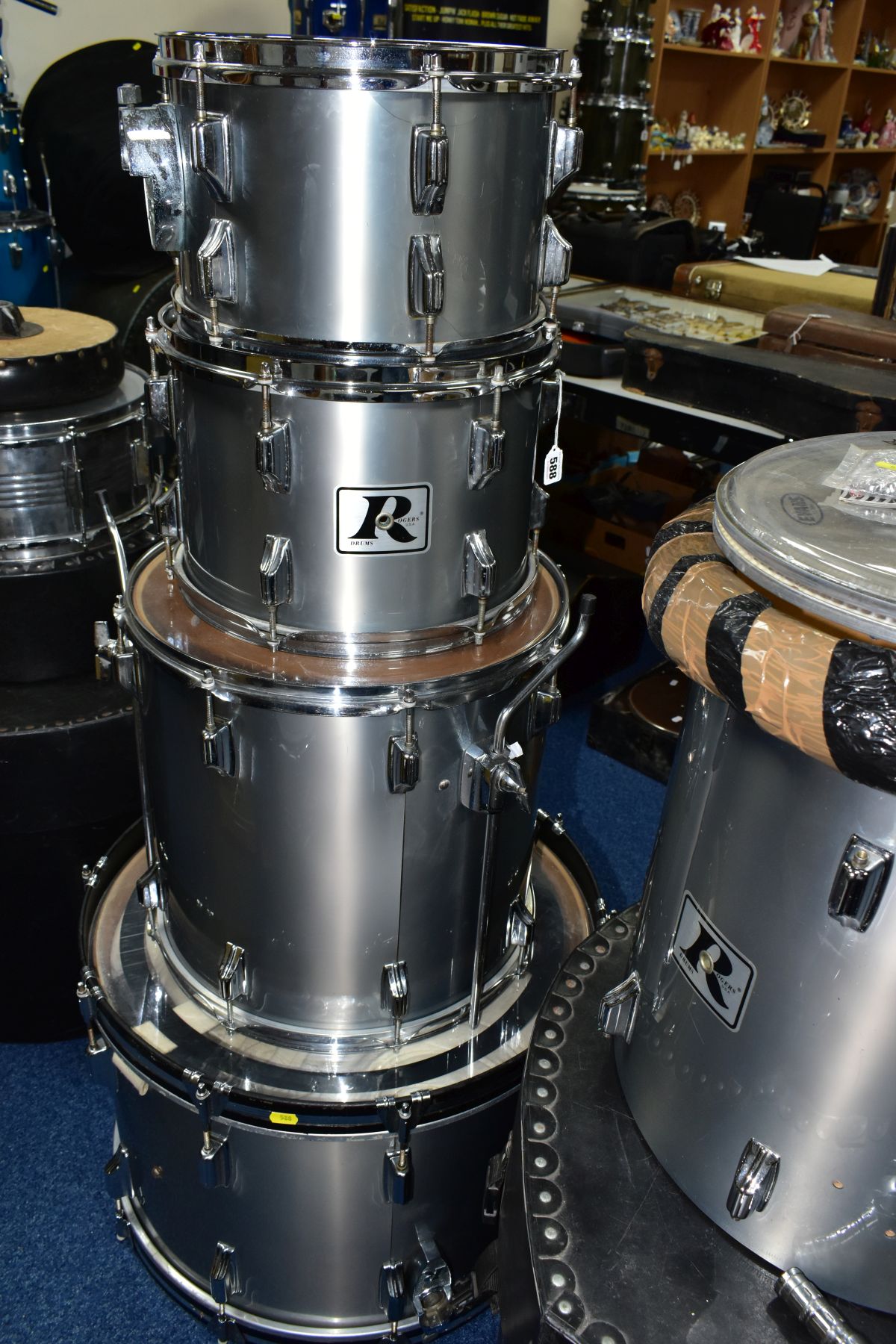 A ROGERS RX8 FIVE SHELL DRUM KIT, in smoke grey with a set of LeBlond fibre cases comprising a 22 - Image 9 of 9