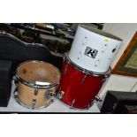 A PREMIER ELITE 16 INCH X 15 INCH FLOOR TOM IN RED (no legs, a Rogers 14 inch x 10 inch rack to