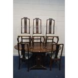 AN OAK GATE LEG TABLE, open length 188cm x closed length 55cm x height 104cm x height 73cm, a set of