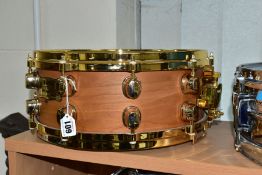 A MAPEX DEEP FOREST LIMITED EDITION SNARE DRUM, in maple and gold plated hardware serial No.