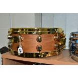 A MAPEX DEEP FOREST LIMITED EDITION SNARE DRUM, in maple and gold plated hardware serial No.