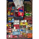 A QUANTITY OF UNBOXED AND ASSORTED PLAYWORN DIECAST VEHICLES, to include assorted Dinky & Corgi film