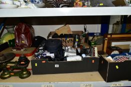 FOUR BOXES AND LOOSE SUNDRY ITEMS, etc, to include Kindle E-Reader, boxed pewter tankard, boxed