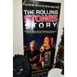 A PULL UP BANNER ADVERTISING 'THE ROLLING STONES STORY', height approximately 208cm