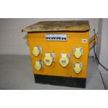 A 110V SITE TRANSFORMER with four 16A and two 32A outputs with breakers to each output (no cable