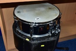 A VINTAGE PREMIER 2000 CHROMED 14 INCH X 5 INCH SNARE DRUM, serial No. 12885, with fibre case