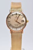 A GENTS 9CT GOLD OMEGA SEAMASTER WRISTWATCH, round silver dial signed 'Omega Automatic, Seamaster De