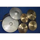 A ZYN VINTAGE RIVETTED 19 INCH RIDE CYMBAL, a vintage super ZYN 14 inch cymbal, a vintage Zyn 18