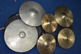 A ZYN VINTAGE RIVETTED 19 INCH RIDE CYMBAL, a vintage super ZYN 14 inch cymbal, a vintage Zyn 18