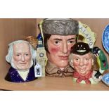 A ROYAL DOULTON COLLECTORS CLUB TEA POT 'OLD SALT' D6818 AND THREE CHARACTER JUGS, comprising The