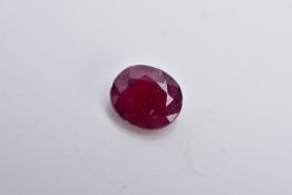 A LOOSE OVAL MIXED CUT RUBY, measuring approximately 8.42mm x 7.2mm, approximate height 1.99ct