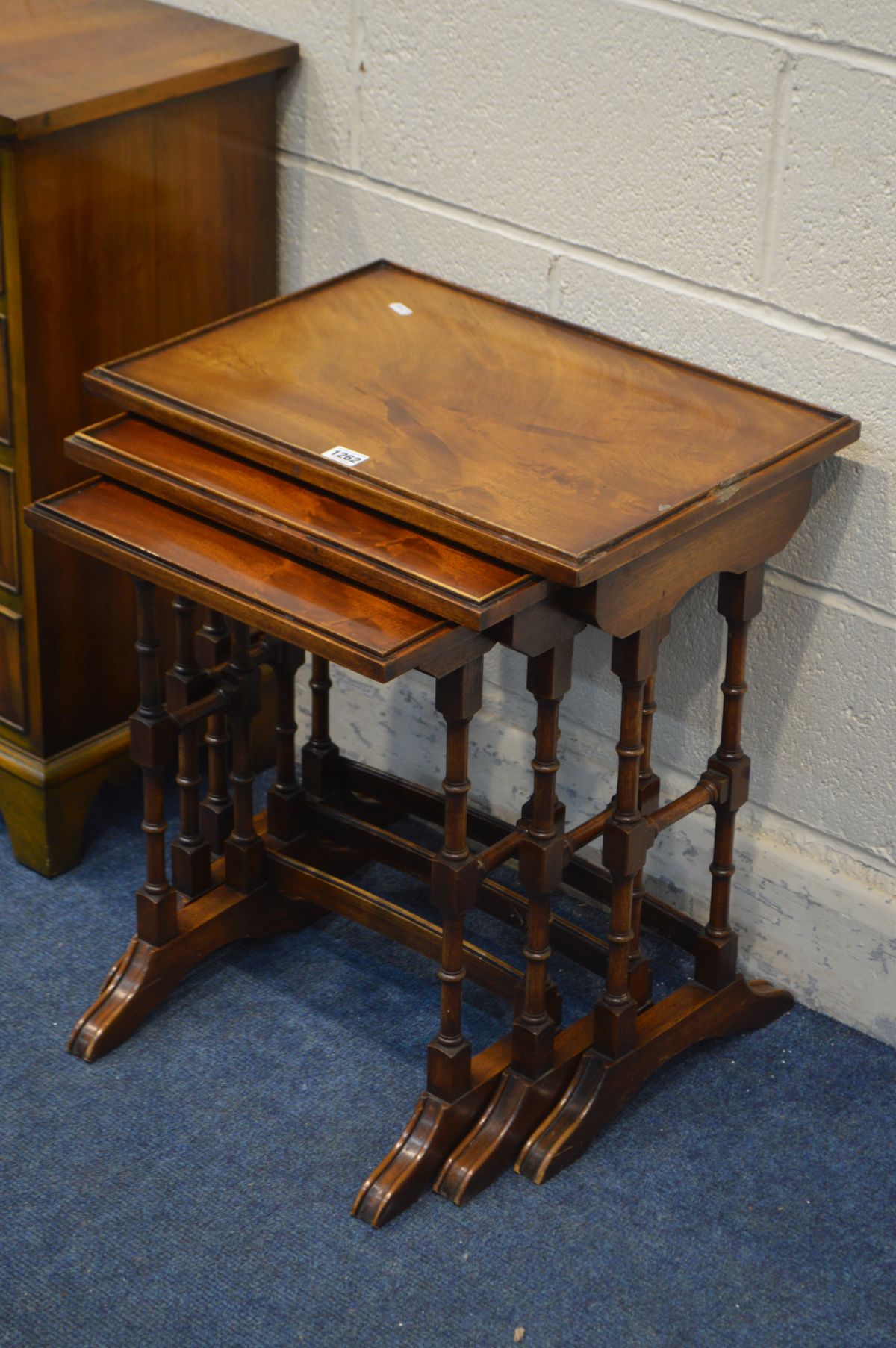 A SMALL YEWWOOD CHEST OF FOUR DRAWERS, on bracket feet, width 45cm 33cm x height 732cm (missing - Image 2 of 3