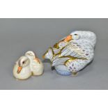 TWO ROYAL CROWN DERBY PAPERWEIGHTS, 'Goose and Mrs Brown' limited edition of 750, no stopper and '