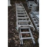 A YOUNGMAN ALUMINIUM DOUBLE EXTENSION LADDER, 348cm and a large aluminium step ladder (2)