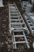 A YOUNGMAN ALUMINIUM DOUBLE EXTENSION LADDER, 348cm and a large aluminium step ladder (2)