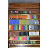 A ROWLEY ARTISTS SOFT PASTELS SHOP DISPLAY BOX, complete with assortments of pastels, five sliding