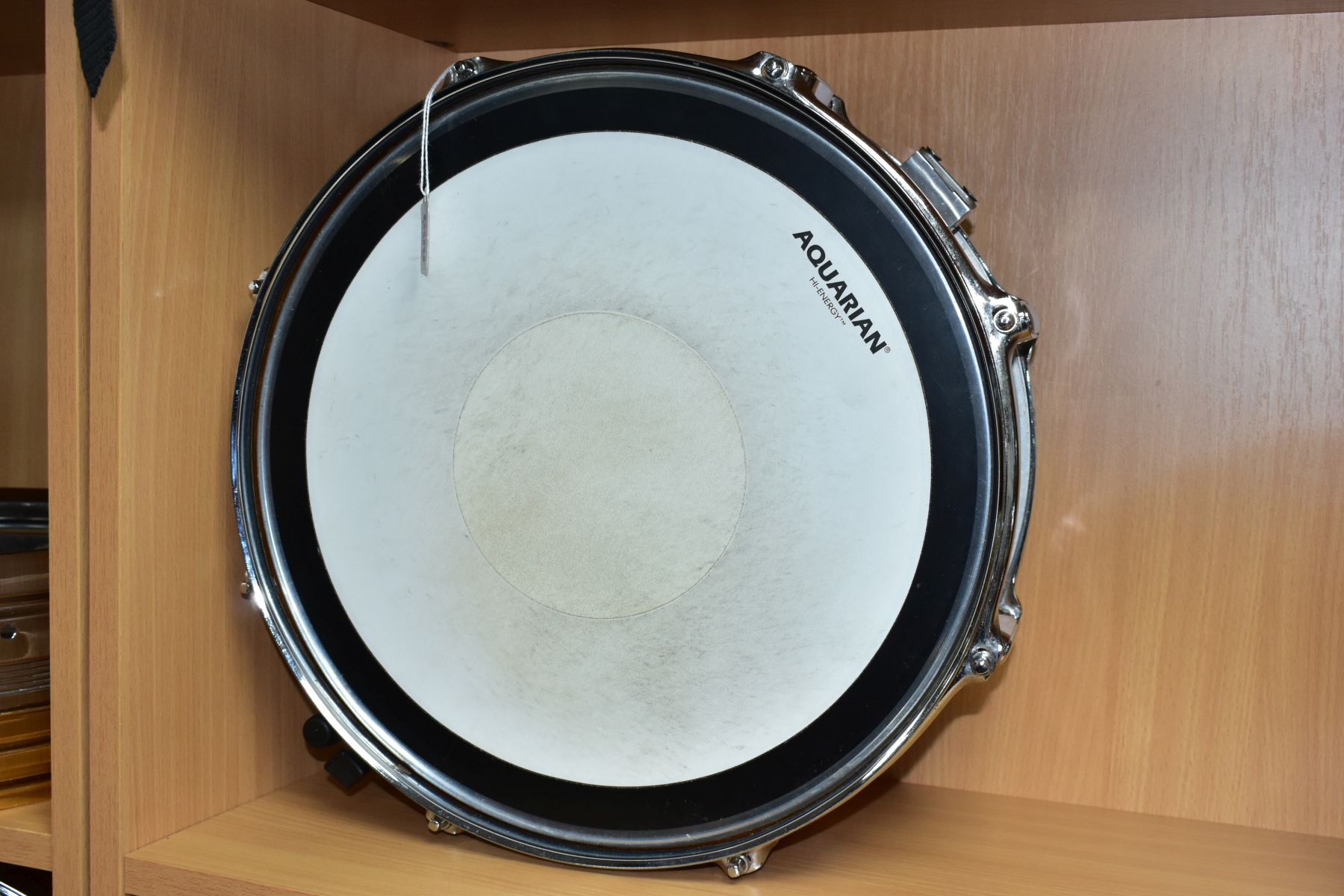 A VINTAGE ROGERS POWERTONE 14 INCH X 5 INCH SNARE DRUM, serial No. 18287