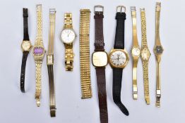 NINE ASSORTED WRISTWATCHES, to include seven ladies watches such as a Calvin Klein silver dialled