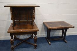 AN EARLY 20TH CENTURY OAK DRAW LEAF TABLE on a cross stretcher base, extended length 151cm x depth