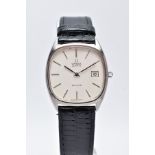 A GENT'S OMEGA DE VILLE WRISTWATCH, white rounded square dial signed 'Omega Quartz De Ville' baton