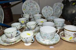 MINTON 'VANESSA' TEA WARES comprising three cups and saucers, two spare saucers, two bowls, four