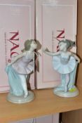 TWO BOXED NAO FIGURES OF YOUNG BALLERINAS, comprising 01151 'Pequeno Ballet Saludo' and 01150 '