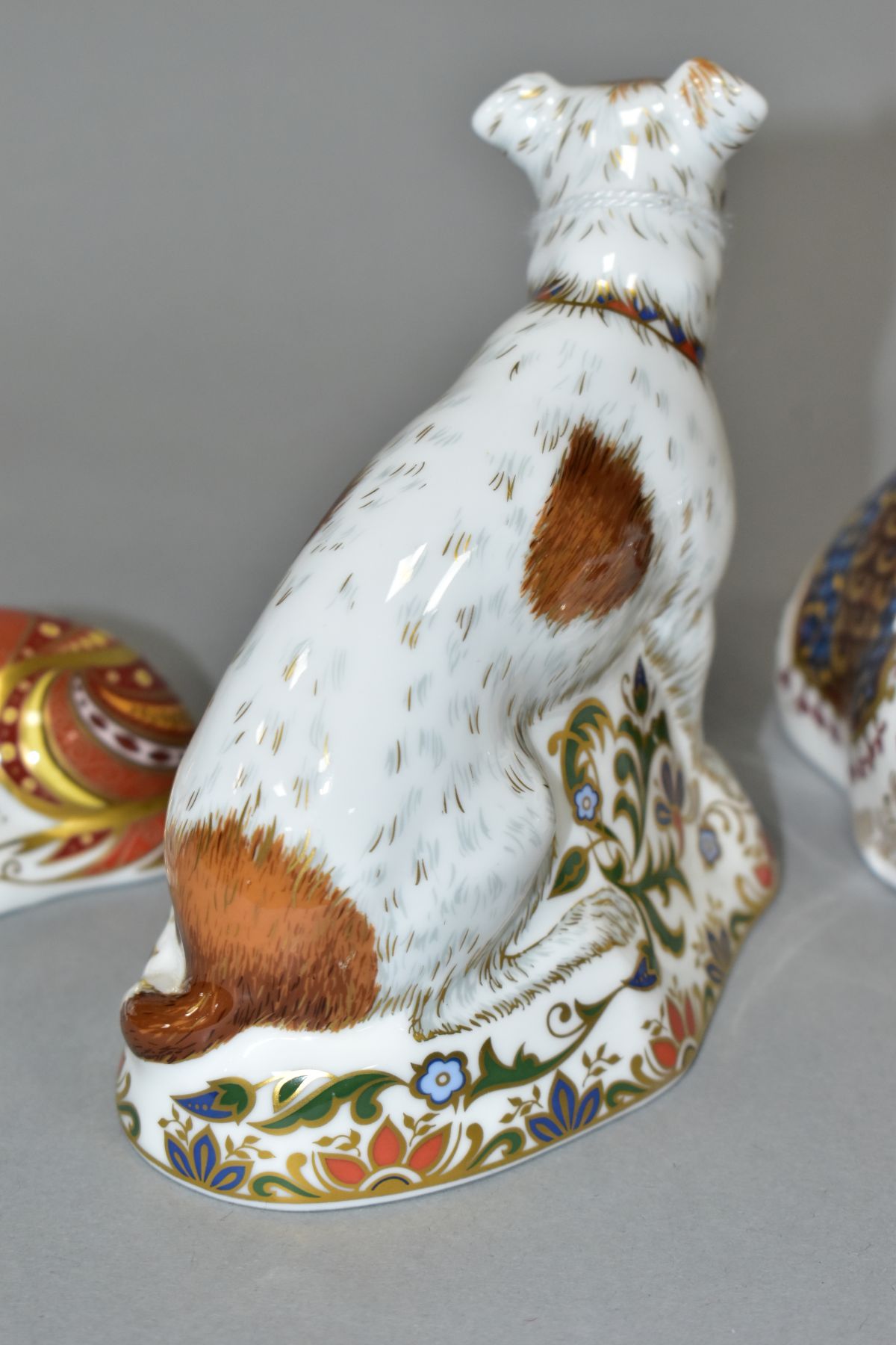 THREE ROYAL CROWN DERBY PAPERWEIGHTS, 'Parson Jack Russell Terrier' no stopper and scratched to side - Image 9 of 10