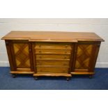 MICHAEL TYLER FURNITURE, MODEL BROOM VALLEY, A HARDWOOD BREAKFRONT SIDEBOARD, with marquetry panel