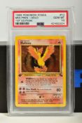 A PSA GRADED POKEMON 1ST EDITION FOSSIL SET MOLTRES HOLO CARD, (12/62), graded GEM MINT 10 and